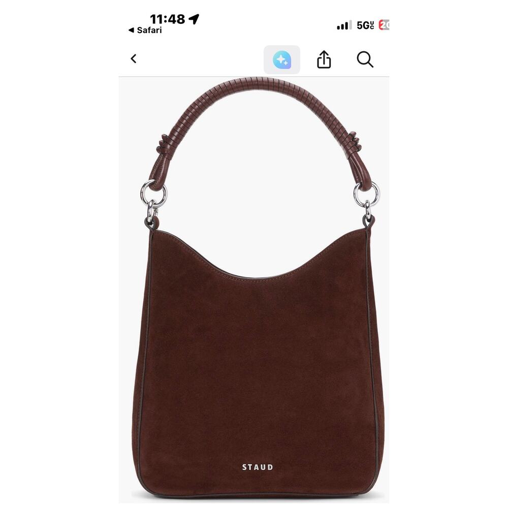 STAUD MEL BAG | MAHOGANY SUEDE SHOULDER BAG, Brand New - Picture 2 of 11